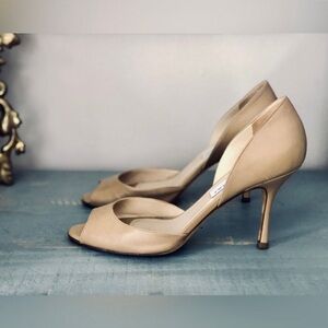 Jimmy Choo Shoes | Jimmy Choo Logan D’orsay Peep Toe Pumps in nude| Size 7